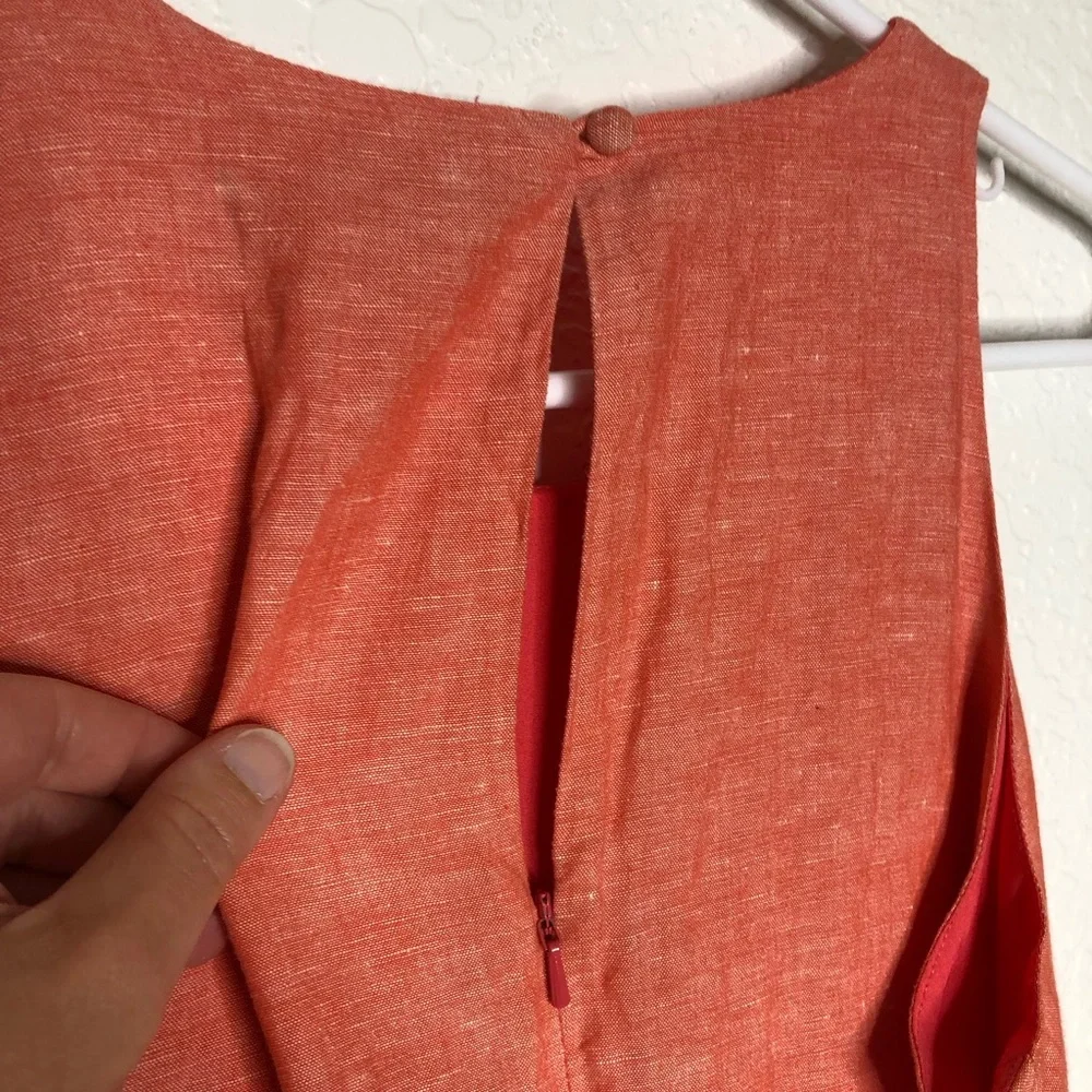 Banana Republic coral orange linen blend sleeveless belted cropped jumpsuit 6P
